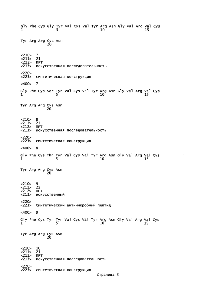 Варианты антимикробного пептида и кодирующие их полинуклеотиды (патент 2611173)