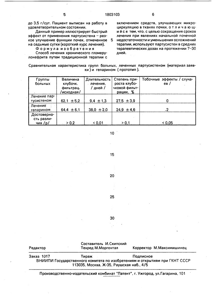 Способ лечения хронического гломерулонефрита (патент 1803103)