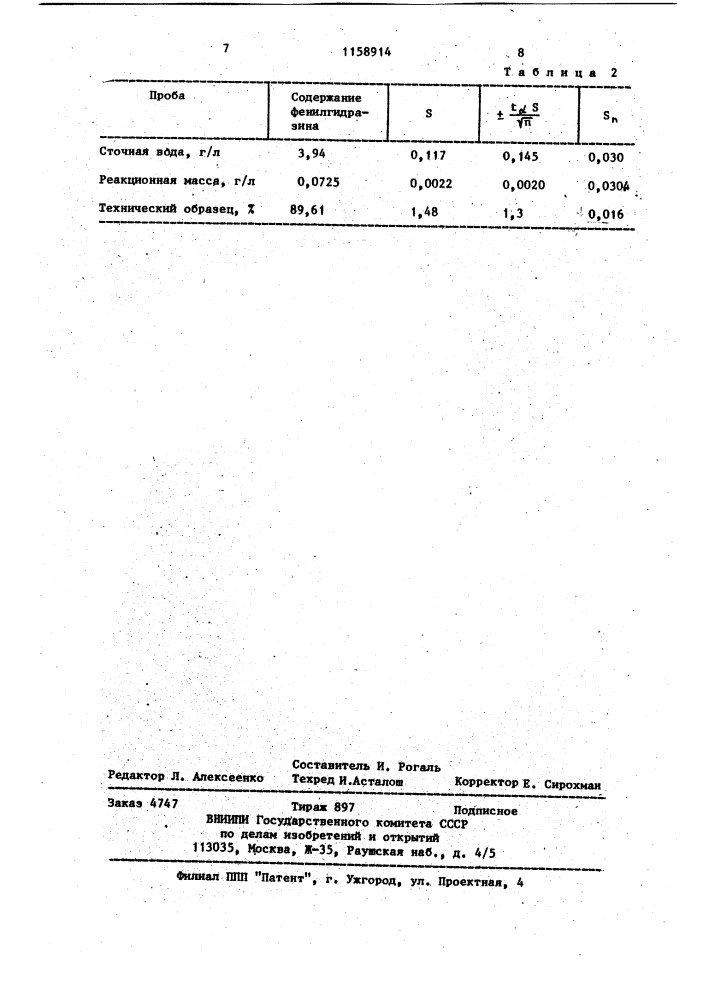 Способ полярографического определения фенилгидразина (патент 1158914)