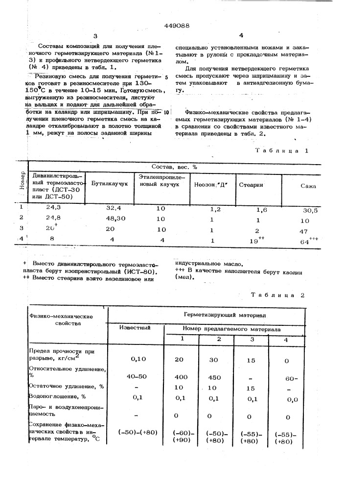 Состав для герметизации и гидроизоляции строительных конструкций (патент 449088)