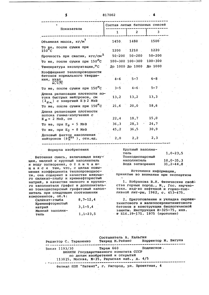 Бетонная смесь (патент 817002)