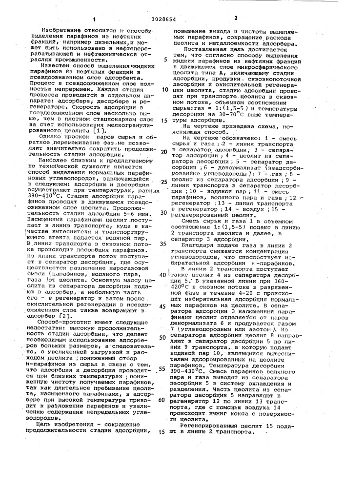 Способ выделения жидких парафинов из нефтяных фракций (патент 1028654)