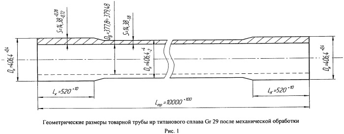 Способ производства товарных труб размером 406,4+0,4/-0×14,38+0,28/-0,72 мм из титанового сплава gr 29 для последующего использования их для обустройства геотермальных скважин (патент 2542132)