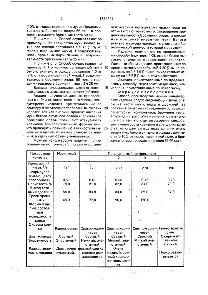 Способ производства мучных кондитерских изделий (патент 1734624)