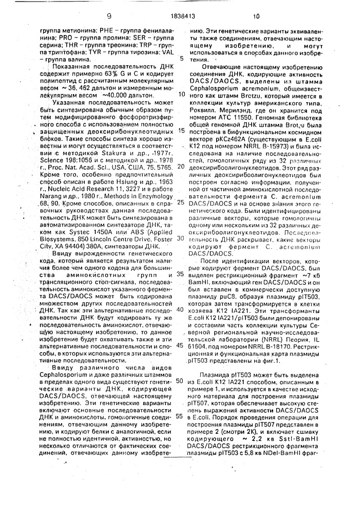 Способ экспрессии dacs/daocs активности в клетках еsснеriснiа coli (патент 1838413)