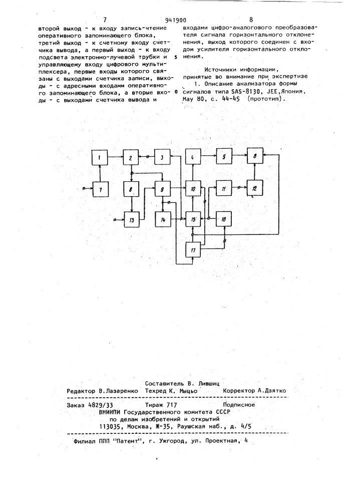 Стробоскопический запоминающий осциллограф (патент 941900)