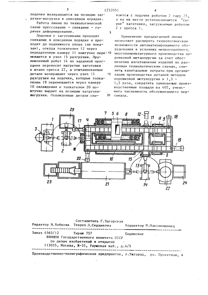 Автоматическая линия изготовления изделий из металлических порошков (патент 1252051)