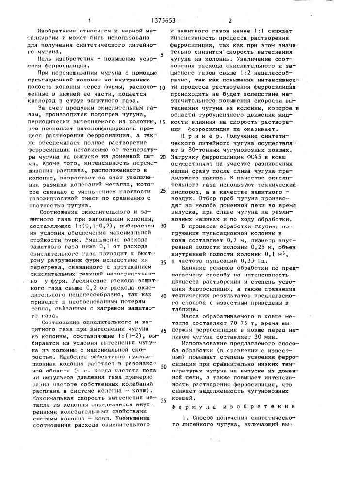 Способ получения синтетического литейного чугуна (патент 1375653)