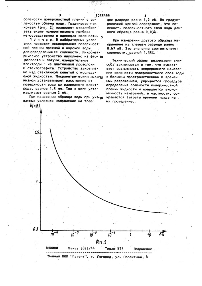 Способ определения солености поверхностного слоя воды (патент 1035499)