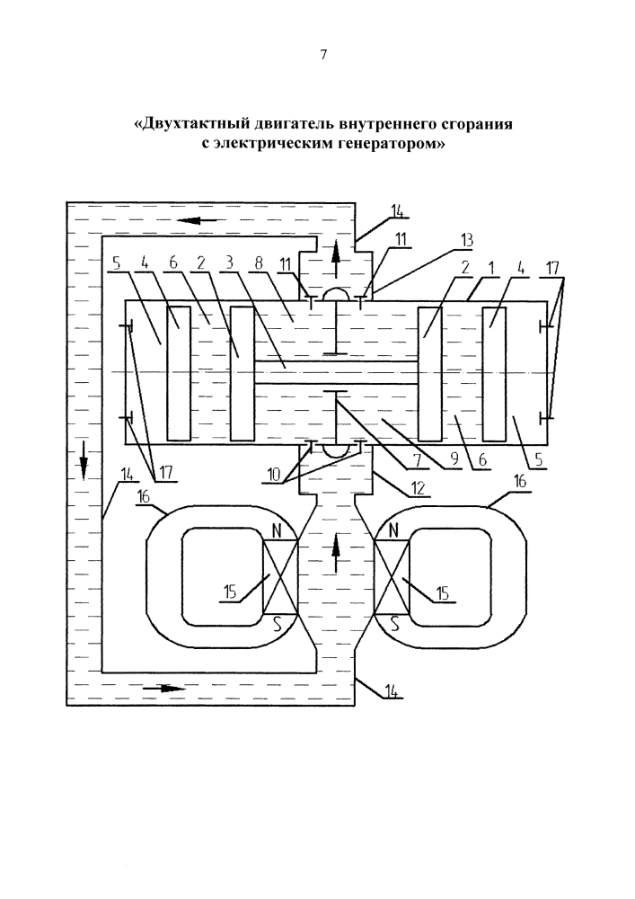 Двухтактный двигатель внутреннего сгорания с электрическим генератором (патент 2645191)