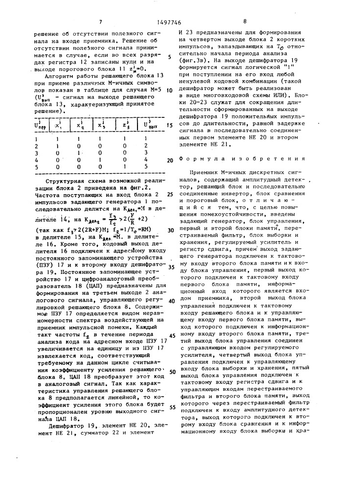 Приемник м-ичных дискретных сигналов (патент 1497746)