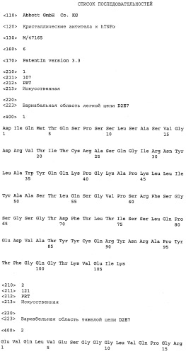 Кристаллические антитела против htnf  (патент 2486296)