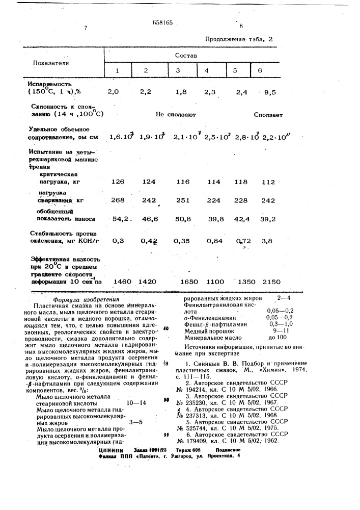 Пластичная смазка (патент 658165)