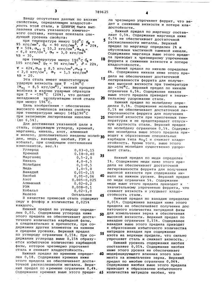 Конструкционная сталь (патент 789625)