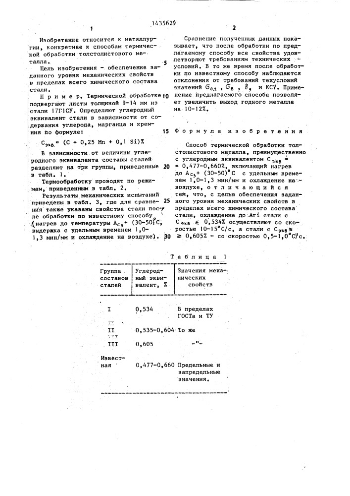 Способ термической обработки толстолистового металла (патент 1435629)