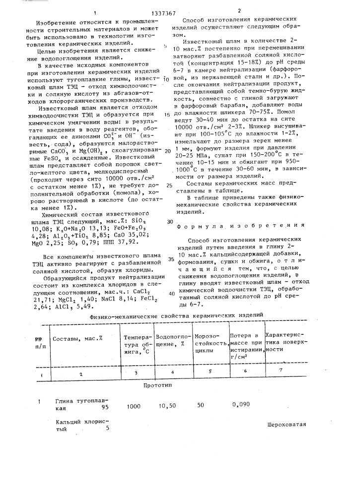 Способ изготовления керамических изделий (патент 1337367)