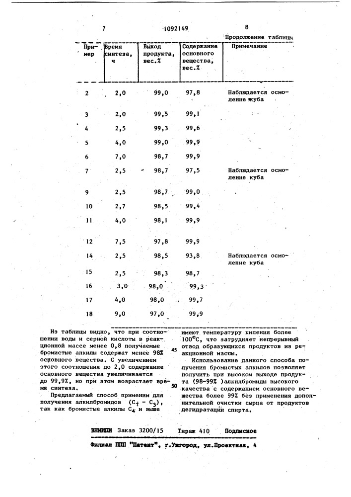 Способ получения бромистых алкилов (патент 1092149)