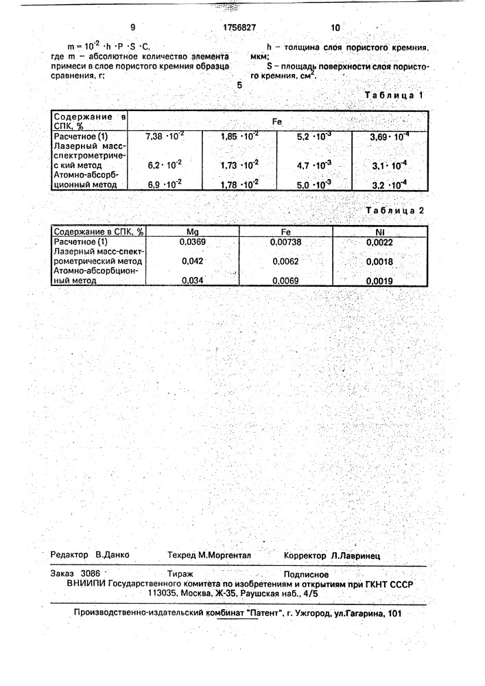 Способ создания образцов сравнения для лазерного и вторично- ионного масс-спектрометрического количественного анализа примесей на поверхности кремния и структур на его основе (патент 1756827)