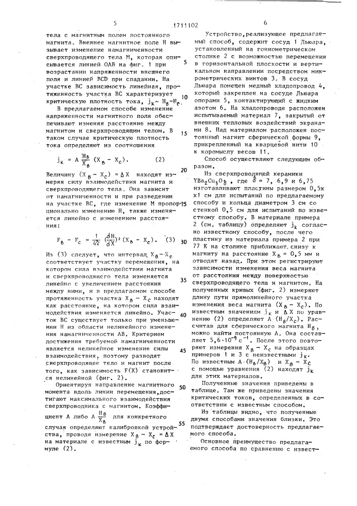 Способ определения критической плотности тока в сверхпроводниках (патент 1711102)