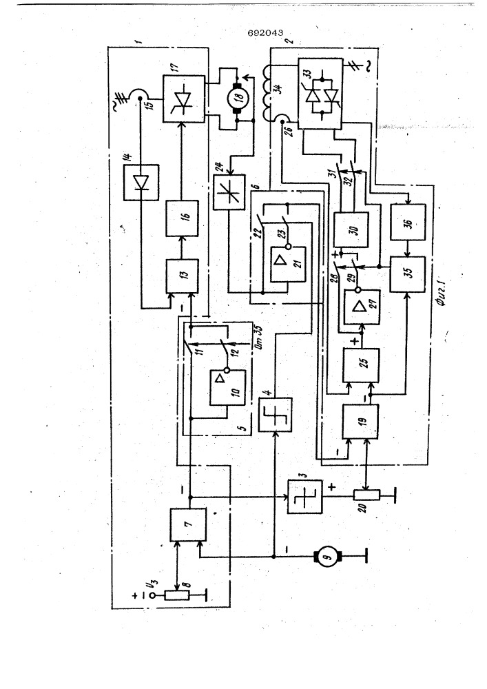 Реверсивный тиристорный электропривод с двухзонным регулированием (патент 692043)