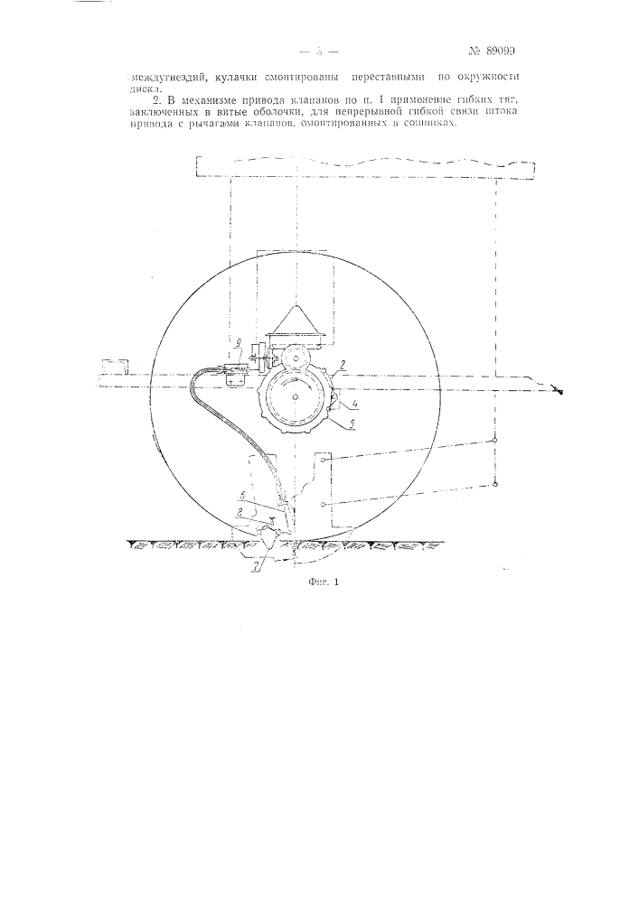 Механизм привода клапанов для гнездового посева семян к хлопковыми другим сеялкам (патент 89099)