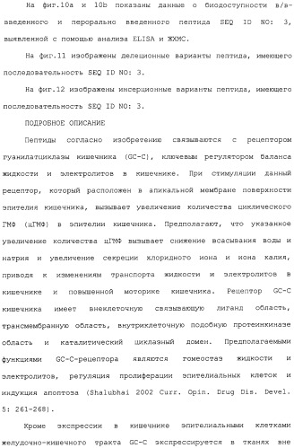 Полипептид для увеличения активности рецептора гуанилатциклазы, фармацевтическая композиция, способ лечения желудочно-кишечного расстройства у пациента, способ повышения активности рецептора гуанилатциклазы у пациента, способ лечения висцеральной боли, способ получения полипептида (варианты), изолированная молекула нуклеиновой кислоты, бактериальный вектор экспрессии и изолированная бактериальная клетка (патент 2433133)
