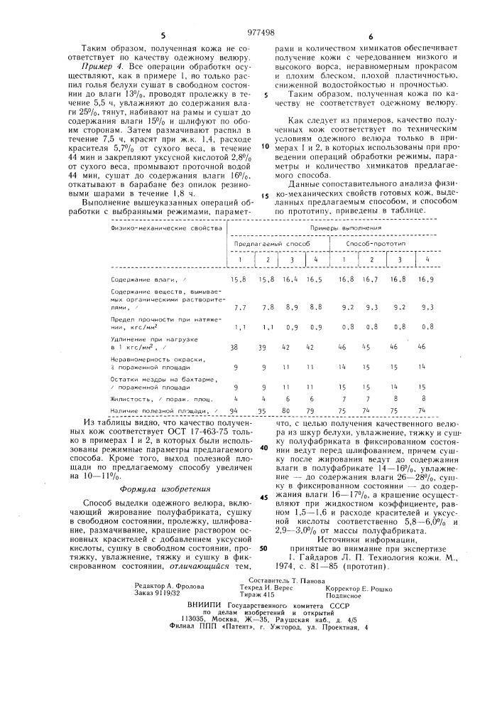 Способ выделки одежного велюра (патент 977498)