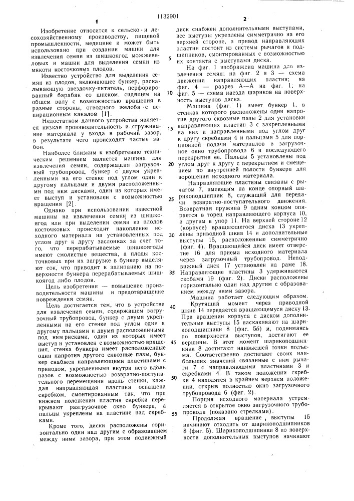 Машина для извлечения семян (патент 1132901)
