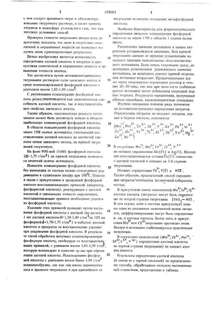 Способ определения азотной кислоты и нитратов (патент 658083)