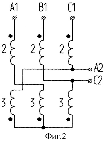Симметрирующий трехфазно-однофазный трансформатор напряжения (патент 2321133)