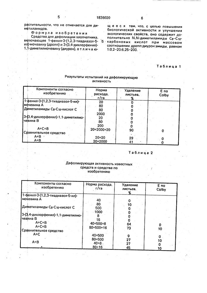 Средство для дефолиации хлопчатника (патент 1836020)