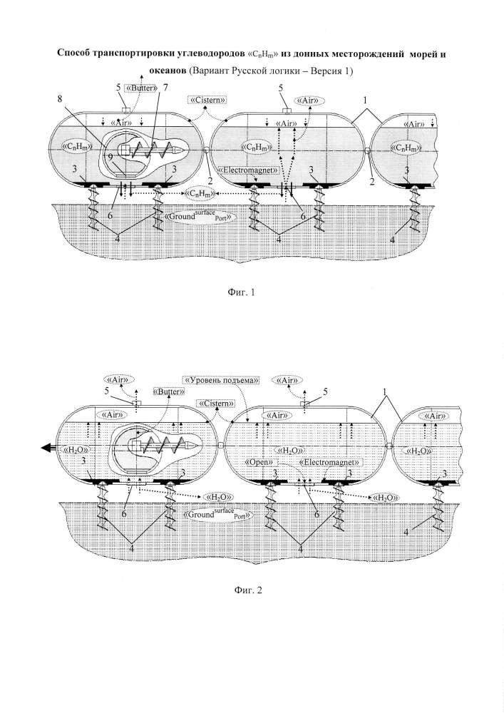 Способ транспортировки углеводородов "cnhm" из донных месторождений морей и океанов (вариант русской логики - версия 1) (патент 2600270)