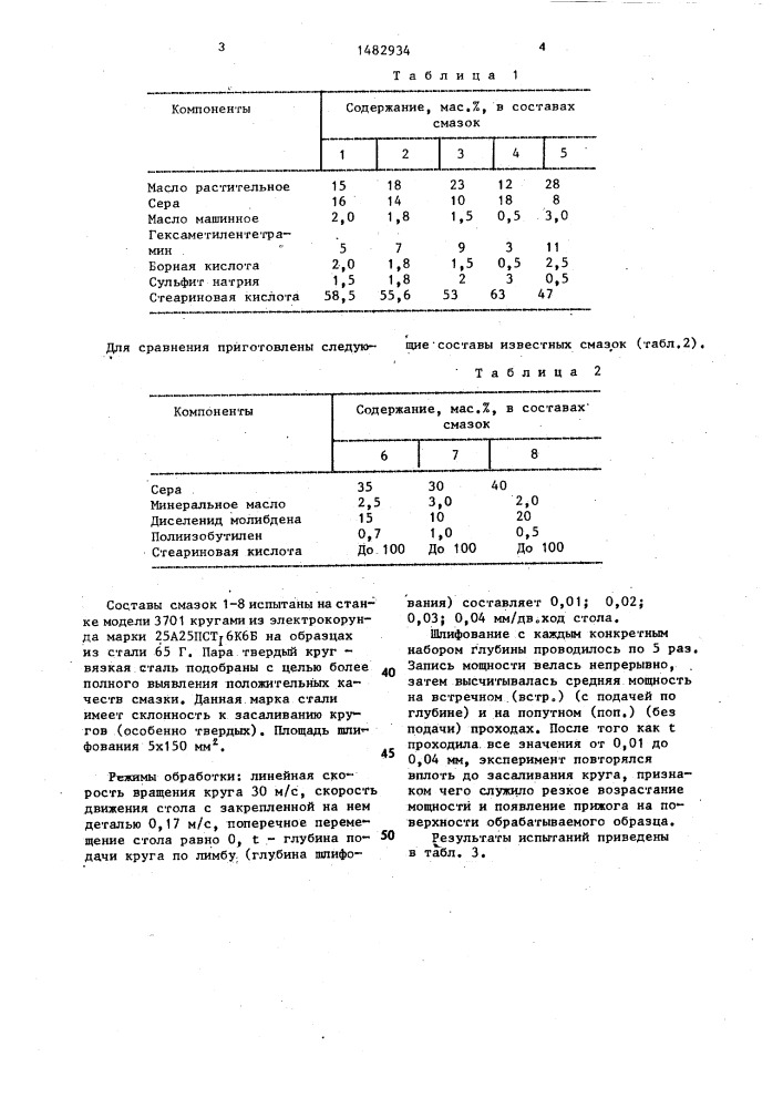 Смазка для механической обработки металлов (патент 1482934)