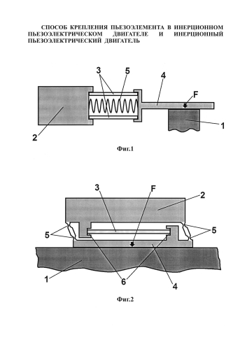 Способ крепления пьезоэлемента в инерционном пьезоэлектрическом двигателе и инерционный пьезоэлектрический двигатель (патент 2587984)