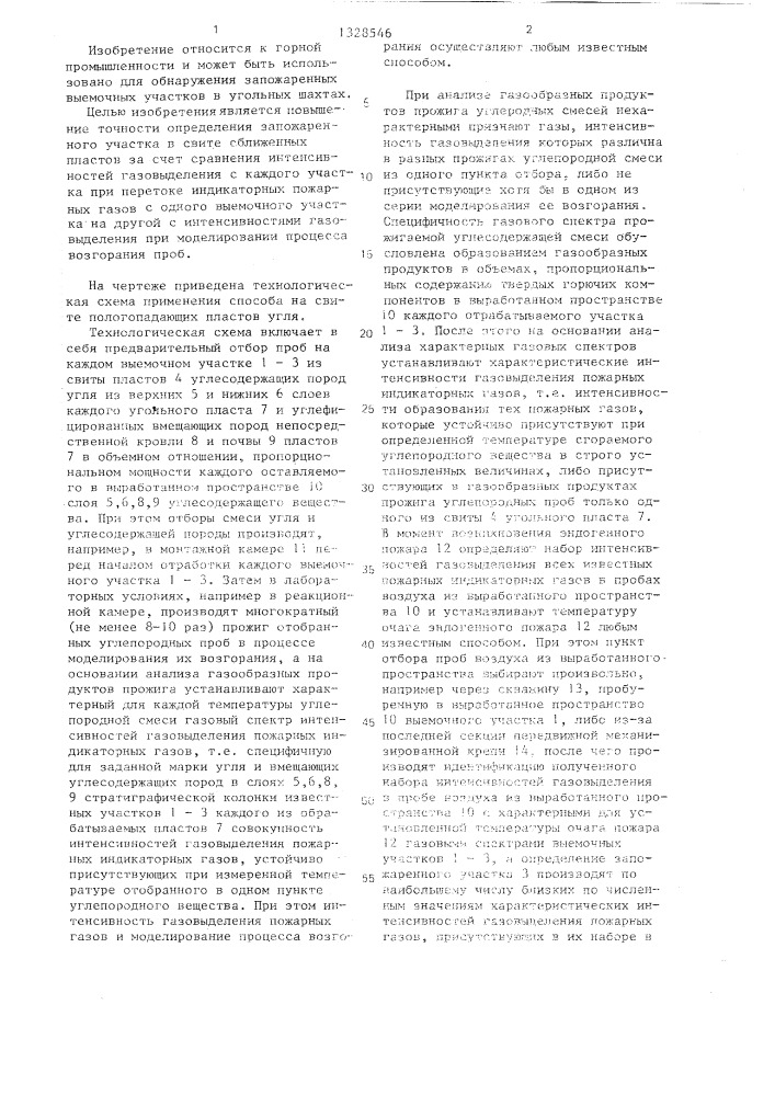 Способ обнаружения эндогенных пожаров в угольных шахтах (патент 1328546)