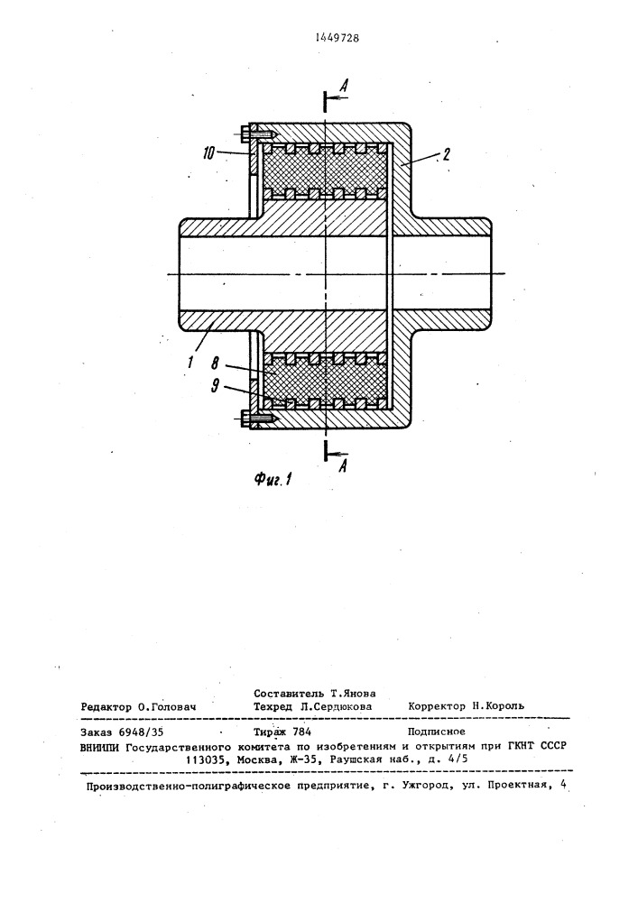 Упругая предохранительная муфта (патент 1449728)