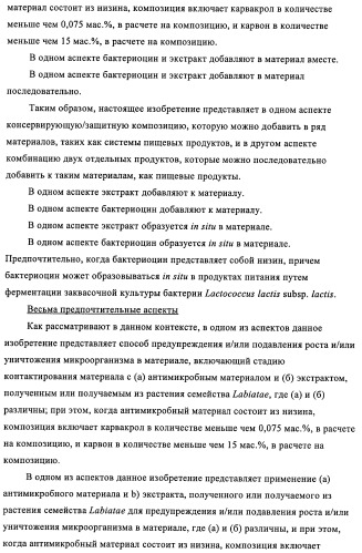 Микробицидная или микробиостатическая композиция, содержащая бактериоцин и экстракт растения семейства labiatae (патент 2395204)