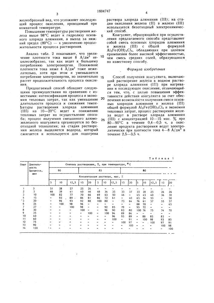 Способ получения коагулянта (патент 1604747)