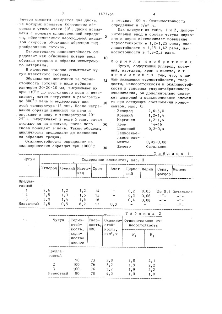 Чугун (патент 1477764)