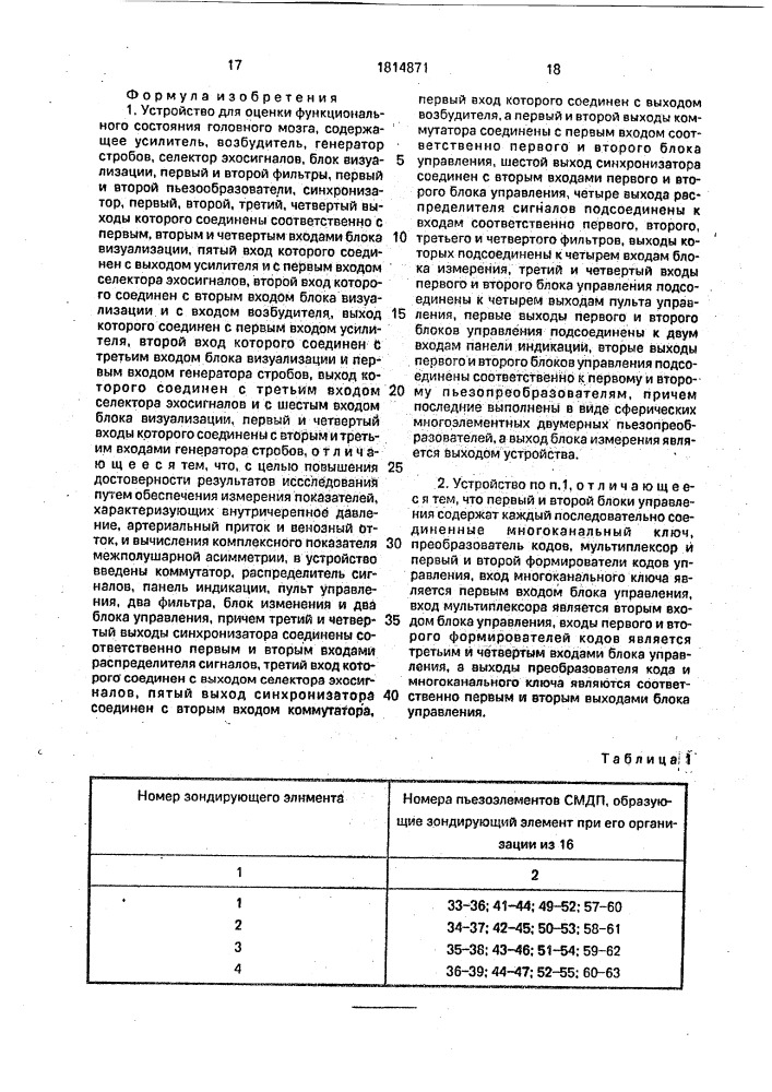 Устройство для оценки функционального состояния головного мозга (патент 1814871)