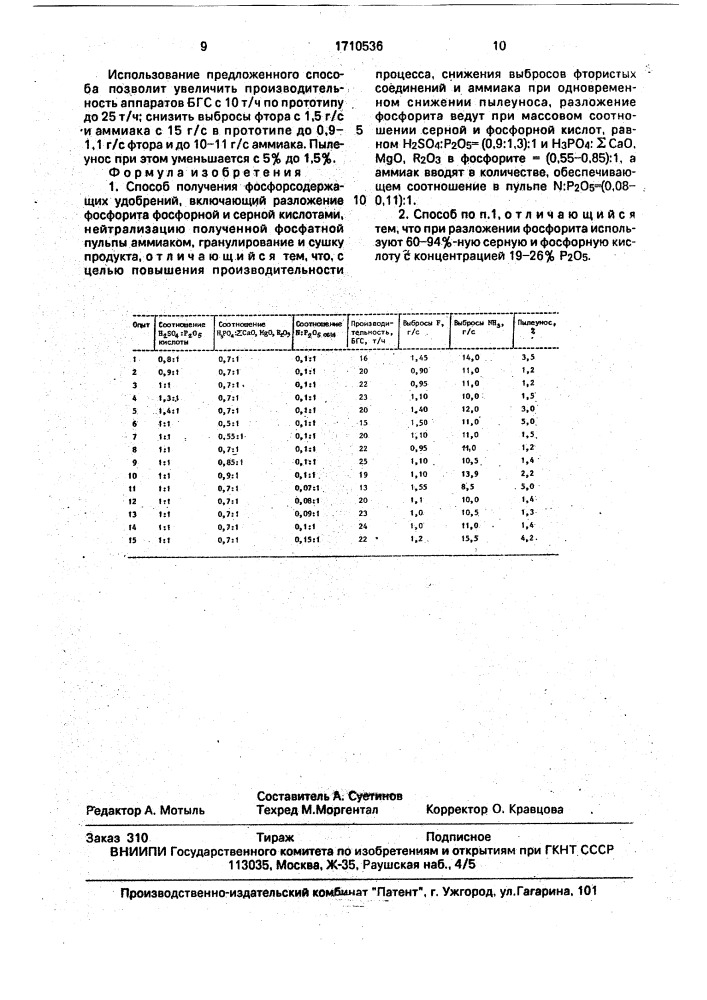 Способ получения фосфорсодержащих удобрений (патент 1710536)