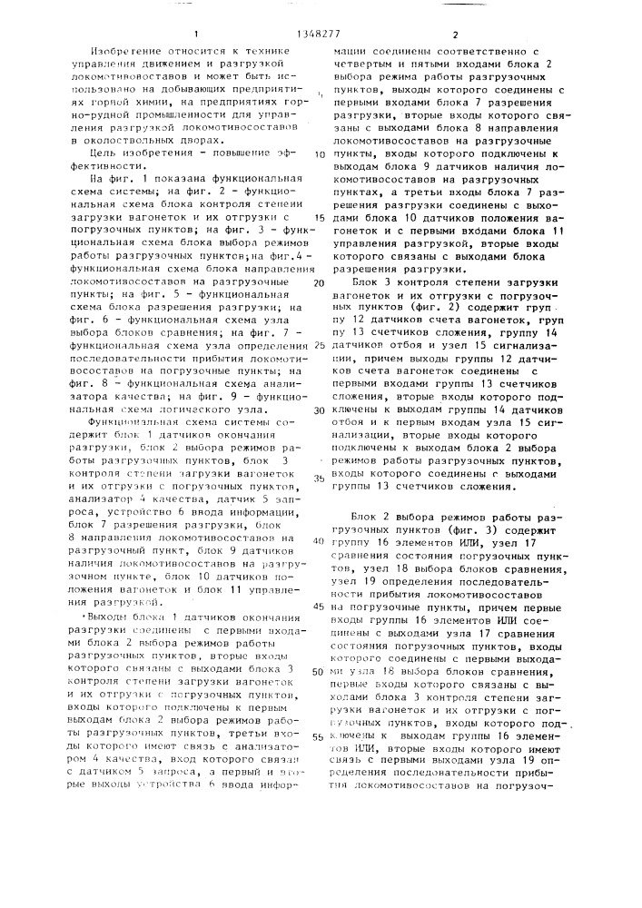 Система для управления транспортно-технологическим комплексом разгрузки составов вагонеток (патент 1348277)