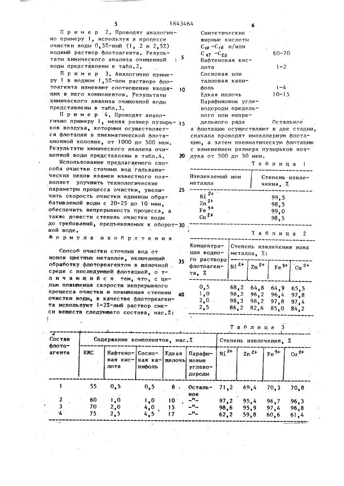 Способ очистки сточных вод от ионов цветных металлов (патент 1643464)