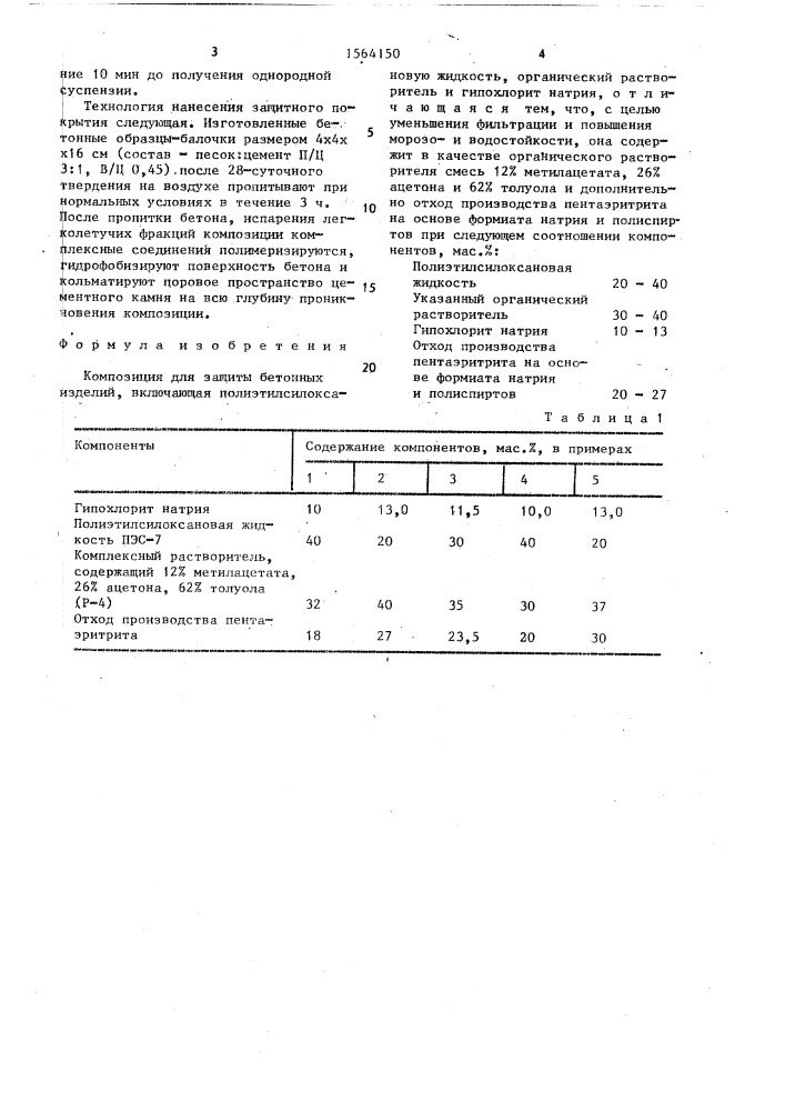 Композиция для защиты бетонных изделий (патент 1564150)