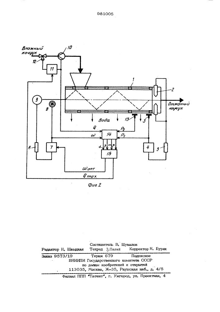 Способ управления червячной машиной для механического отжима влажных каучуков (патент 981005)