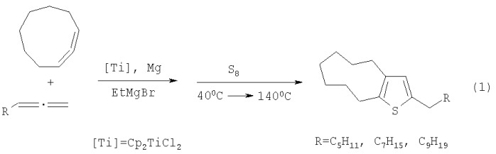 Способ получения 2-алкил-5,6,7,8,9,10-гексагидро-4н-циклонона[b]тиофенов (патент 2382776)