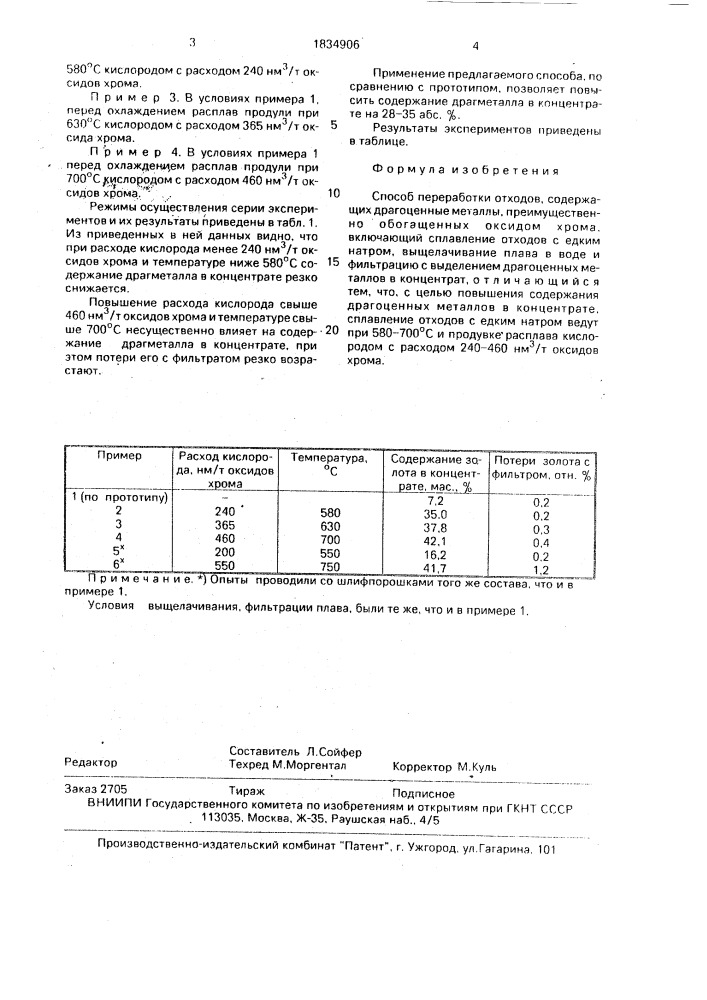 Способ переработки отходов, содержащих драгоценные металлы (патент 1834906)