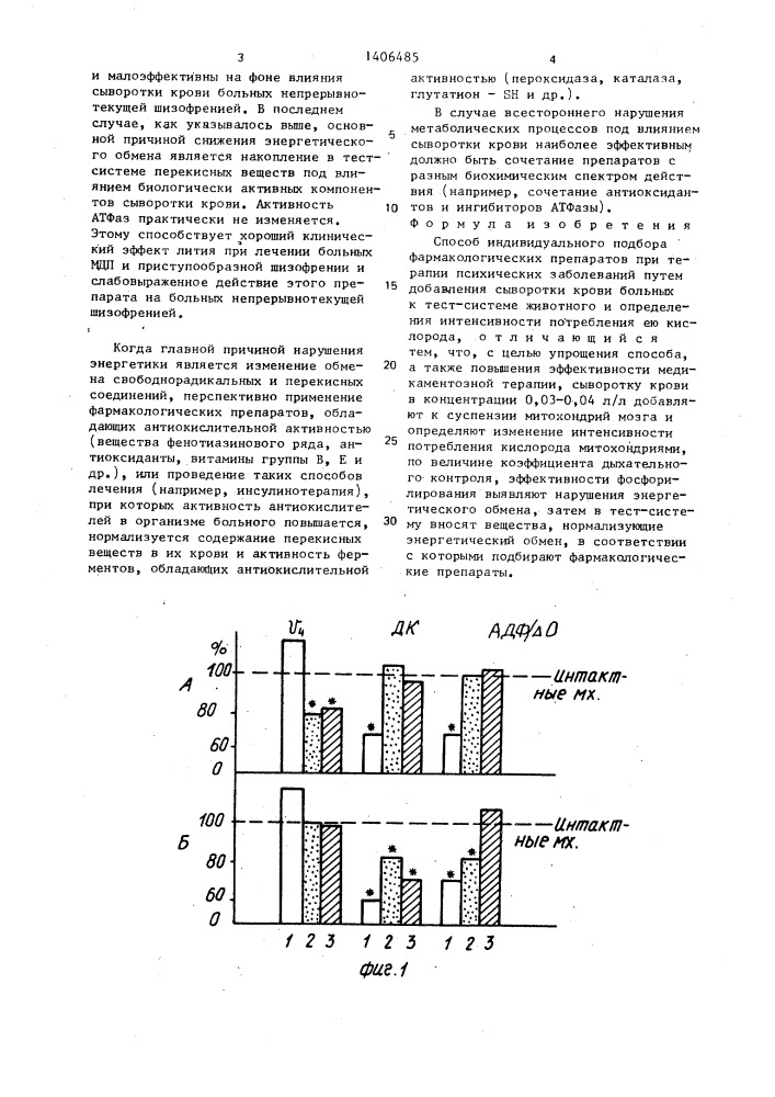 Способ индивидуального подбора фармакологических препаратов при терапии психических заболеваний (патент 1406485)