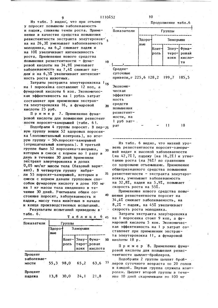 Средство для повышения резистентности организма животных (патент 1110452)