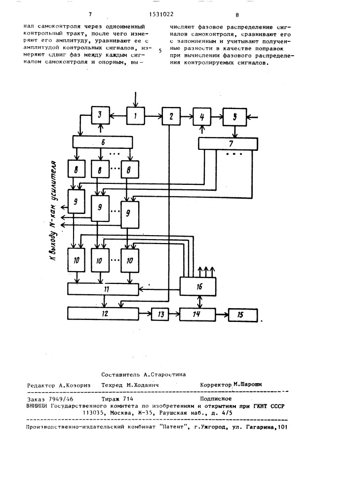 Способ контроля фазового распределения n свч-сигналов (патент 1531022)